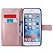 iPhone 6 / 6S Wallet Case,A-slim(TM) Sun Pattern Embossed PU Leather Magnetic Flip Cover Card Holders & Hand Strap Wallet Purse Case for iPhone 6 / 6S [4.7 Inch] - Rose Gold