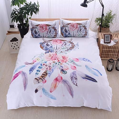 Cliramer 寝具3点セット 枕掛け付きギフト ジッパータイ 男の子 女の子 ティーン 大人用 掛け布団カバーセット ソフト オールシーズン 高級 ベッドカバー 花柄 カラフル ヒップスター ボヘミアンスタイル ベッド Full Size 3pcs B07qxwm3v7 7 409円 人気海外一番
