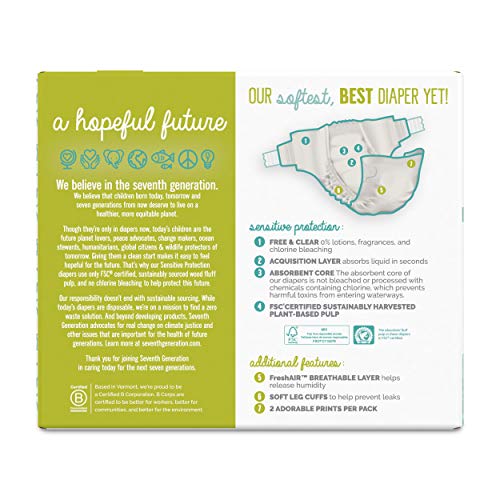 Seventh Generation Baby Diapers, Sensitive Protection, Size 3, 27 Count