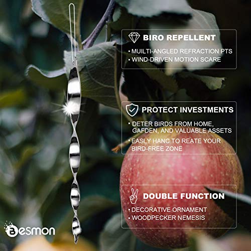 Besmon Woodpecker Bird Scare Devices，Reflective Scare Rods Control