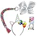 Jojo Siwa Girls Accessory Set, Bow Headband 3 Pack Bracelet and Colorful Hair Braid Tie - Silver Rainbow