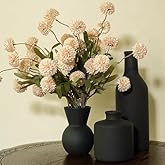 TBOHCRAFED Ceramic Flower Vase Set of 3, Fake Flowers in Vase for Centerpieces with 8 Artificial Autumn Chrysanthemums Artificial Decorative Swags