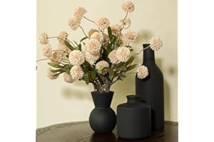 TBOHCRAFED Ceramic Flower Vase Set of 3, Fake Flowers in Vase for Centerpieces with 8 Artificial Autumn Chrysanthemums Artificial Decorative Swags