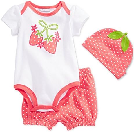 First Impressions Baby Girls 3-Piece Strawberry Bodysuit, Shorts &amp; Hat Set (Nb)