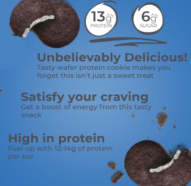 Power Crunch Protein Bars, High Protein Snacks with Delicious Taste, Cookies and Crème, 1.4 Ounce (12 Count)
