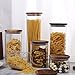 AUYE Glass Storage Jar,Coffee Bean & Kitchen food Container with Natural High grade wood Lid and Silicone Seal Ring (17 Ounce)