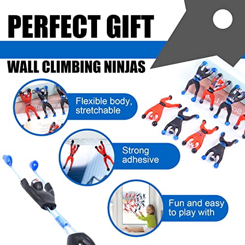 LovesTown Sticky Ninja Wall Climbers, 42PCS Stretchy Sticky Ninjas with DIY Stickers Window Crawler Wall Tumblers for Kids Party Favor Goodie Bag Fillers