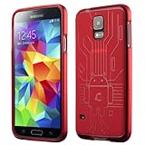 Galaxy S5 Case, Cruzerlite Bugdroid Circuit TPU Case Compatible with Samsung Galaxy S5 - Red