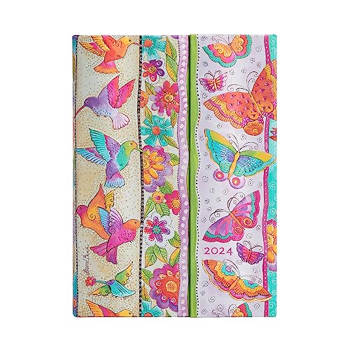 Paperblanks 12-Month Calendar 2024 Hummingbird and Butterflies Day Overview Midi (130 × 180 mm) — image 1