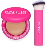 Doll 10 Peptide Bounce Balm Foundation&trade; with Buff &amp; Bounce Brush &ndash; Hydrating, Age-Defying Foundation for Mature Skin, Clean, Vegan, Medium Buildable Coverage &ndash; Blurs Fine Lines &ndash; [Light/Medium]