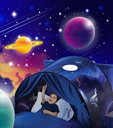 Kozyshow Kids Dream Bed Tent Boys Deluxe Space Adventure Play Tents Magical Pop up Sleep Tents Fantasy Playhouse Birthday Gifts Bedroom Decor