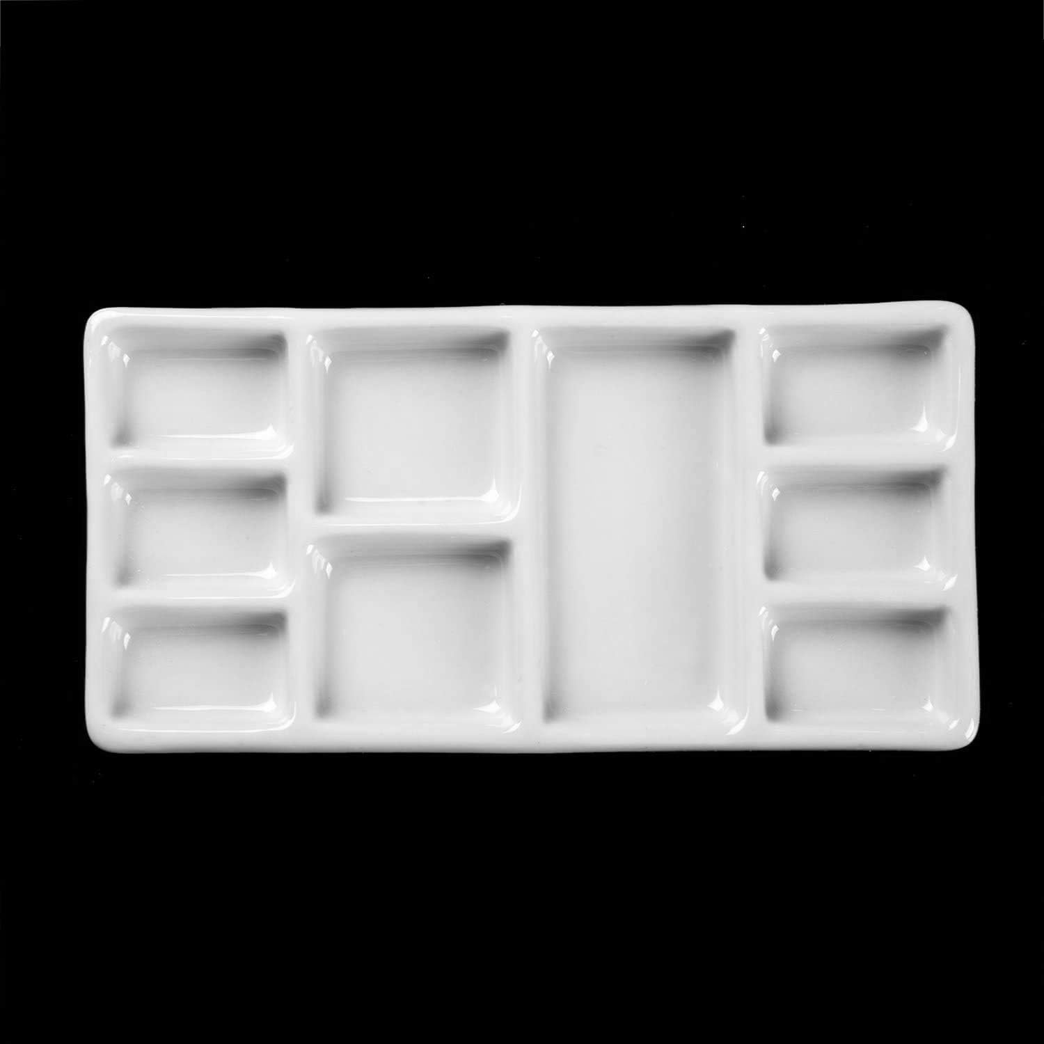 MEEDEN 9-Well News Ceramic Rectangle Artist Paint Palette for Watercolor Gouache Acrylic Oil Painting 6-4/5 by 3-1/3-Inch - Image 3