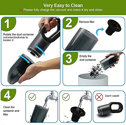 ENUOSUMA Handstaubsauger Akku-tragbarer Auto-Staubsauger 7000 Pa Leistungsstarker Handstaubsauger Leichter Staubsauger für Heimauto und Haustier