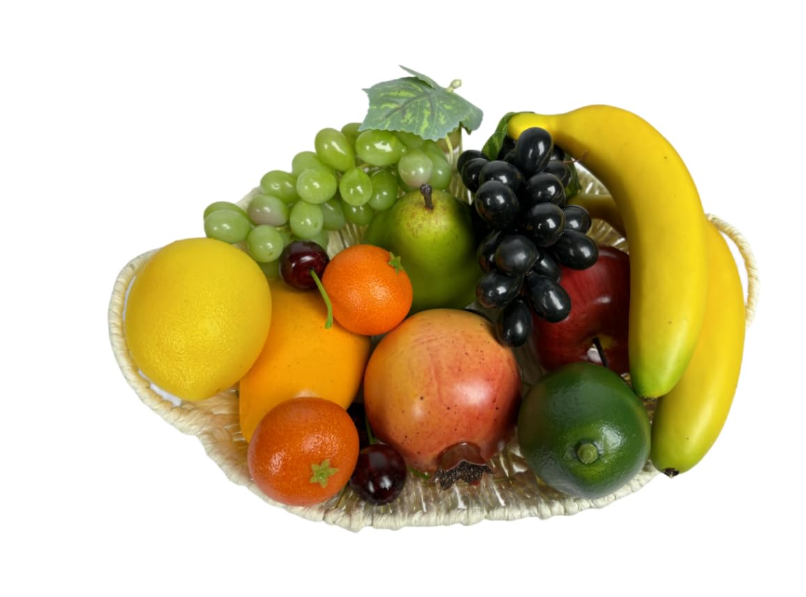 Photo 1 of Generic 17pcs Artificial Mixture Fruits,Simulation Fruit Props for Photography Display, Lifelike Realistic Fake Fruits Home Decor Craft Fruit Set Fake Grapes Fake Banana, HC2412-17