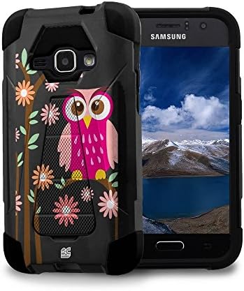 Fxclusive For Samsung Galaxy J1 / Galaxy AMP /Galaxy Express 3 (2016)Art Image Design Heavy Duty Rugged Impact Hybrid Hard Shell Case Kickstand Protective Cover - Daisy Owl