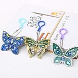 5D DIY Butterfly Diamond Painting Kits 3 Pieces for Kids and Adult,Special Shaped Full Drill Stick Paint with Diamonds by Numbers Easy to DIY Keychain Pendant Kits for DIY Art Craft Ross Beauty