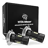 YITAMOTOR 1500 Lumens 60W OSRAM H7 LED Bulbs with Projector for DRL or Fog Lights 6000K Xenon White (Pack of 2)