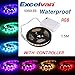 Excelvan 1.5M/4.9FT IP65 Waterproof Flexible Color Changing RGB SMD 5050 45 LEDs DC 5V Battery-powered LED Strip Light with Mini Controller