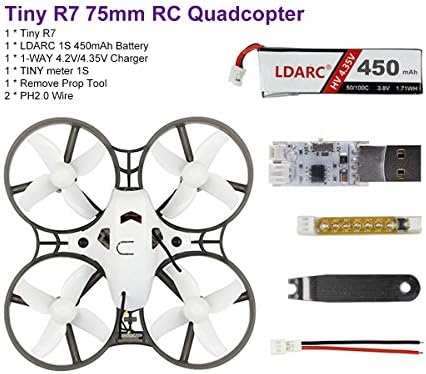 LDARC Tiny R7 75mm BNF RC Quadcopter Basic Combo with 40mm 4-Blade Props 8X20mm 16000KV Motor