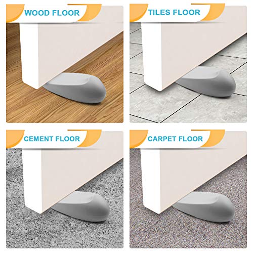 NADAMOO Rubber Door Stopper 4 Pack, Decorative Wall Protector Door Wedge Non Scratching Door Holder Prevents Door from Slamming Shut for Large & Small Door Gaps, Multi Door Surface