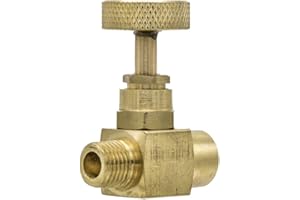 PIC Gauges NV-B-1/4-MXF Brass Needle Valve 1/4" Male NPT X 1/4" Female NPT Connection Size