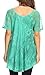 Sakkas 16788 - Maliky Wide Corset Neck Floral Embroidered Cap Sleeve Blouse Top Shirt - Seafoam - OS
