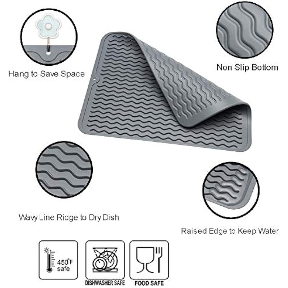 Silicone Dish Drying Mat Easy Clean Dishwasher Safe Heat Resistant EcoFriendly 691162907377 eBay