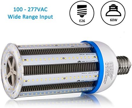 60W LED Corn Light Bulb, 5000K LED Corn Bulb 60Watts, 8100Lumens, Medium E26 Base LED Street & Area Lighting, Energy Saving for Metal Halide Flood Lights