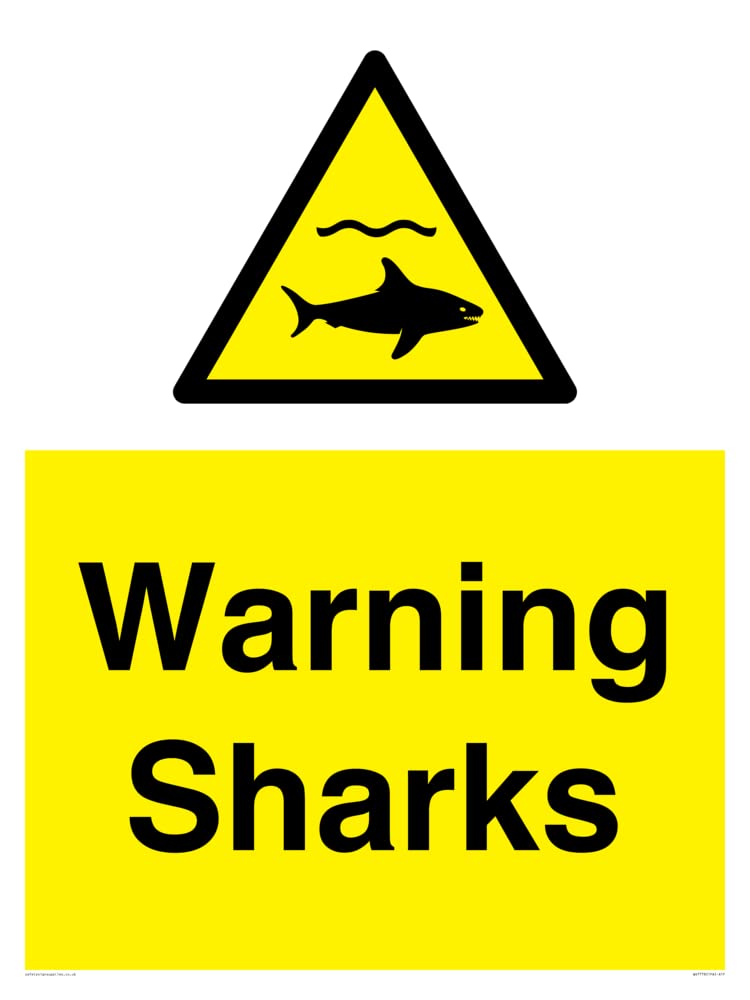 Warning sharks Sign - 600x800mm - A1P