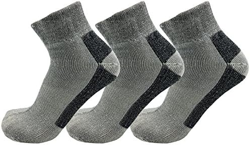Mens Ankle Merino Wool Socks, Cushioned Brushed Interior, Arch Support, Hiking Camping Sock (Gray, 3)