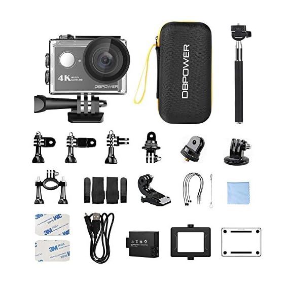 DBPOWER 4K Action Camera 12MP Ultra HD Waterproof Sports Cam with Builtin WiFi 170 Degree Wide