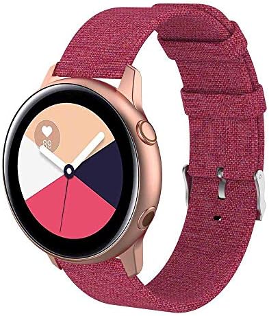 EUYOUZI Canvas Strap Watch Bands 20mm Replacement Accessories Strap Compatible with Samsung Galaxy Watch Active Wristbands Red