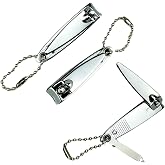 QPOIBSD 2'' Mini Finger Nail Clipper Manicure Trimmer Curved Edge, File &amp; Key Chain ，White (2'', Count, 3)