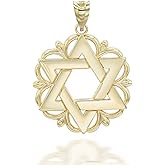 14k Yellow Gold Judaica Charm Jewish Star of David in Solid Gold Pendant Necklace and Pendant Only