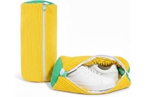 Shoe Washing Machine Bags with Protective Zipper, 2-Pack Reusable Shoe Washing Bag for Sneakers, Tennis & Running Shoes - Yel
