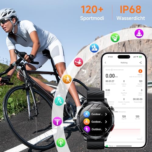 Lgnitek 2026 Men's Smartwatch with ECG/HRV/BMI/Uric Acid, 1.43 Inch AMOLED Health Watch with 24H Blood Pressure SpO2 Body Temperature Sleep Monitor SOS Emergency Call Fitness Watch for Android/iOS