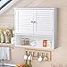 TANGKULA Wall Cabinet, Hanging Bathroom Medicine Cabinet with Double Shutter Doors and Adjustable Shelf, 26 x 8.5 x 25 Inches, White
