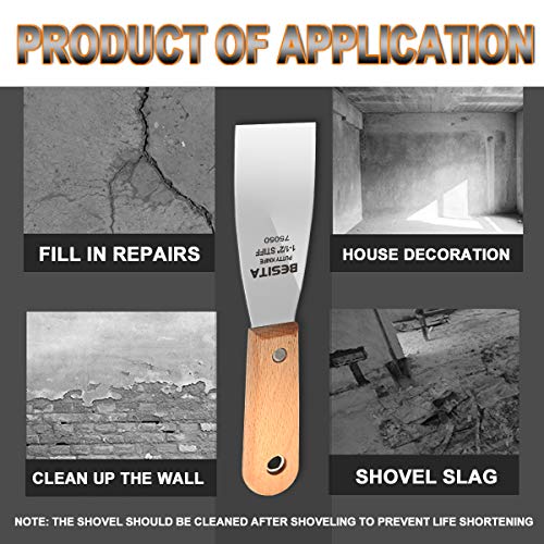 1-1/2" Putty Knife - Spackle Knife Ergonomic Comfort Handle,Scraper tools,Caulk Removal Tool, Painters Tool, Paint Can Opener, Paint Remover for Wood, Wallpaper Scraper, Painting Tool