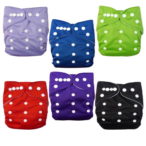 Alva Baby 6pcs Pack Washable Cloth Diaper with 2 Inserts Each (Neutral Color) 6BMN