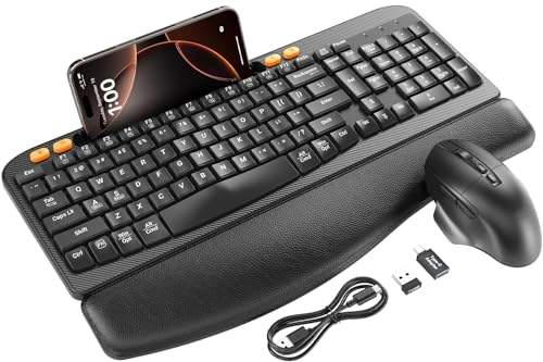 Wireless Keyboard Mouse Combo Ergonomic Wave Keys
