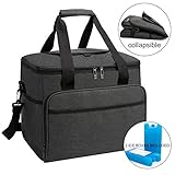 apollo walker Collapsible Soft Insulated 40-can Cooler Tote Bag Extra Large Lunch Bag 30L with 2 Ice Packs-Roomy for Family Reunion, Party, Beach, Picnics, Sporting Events, Concert,Lunch Meals to Work
