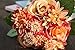 Meiliy 1 Bunch 8 Pcs Artificial Rose Dahlia Daisy Flower Bouquet Bride Bridesmaid Holding Flowers for Home Hotel Office Wedding Party Garden Craft Art Decor, Red&Orange