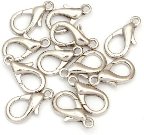 GEM-Inside 12x22mm White Gold Plated Jewelry Lobster Clasps Findings