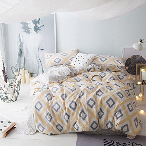 HFDRF Double bed sheets cotton small fresh water washed cotton four sets of simple geometric stripes bed items double 1.5 / 1.8m bed 1.5-1.8 m bed quilt 200 230cm, M