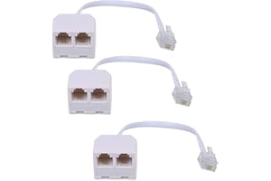 Gagool Phone Line Splitter RJ11 Male to Female Two Way Phone Line Splitter Converter RJ11 6P4C Plugs for Telephone,Fax Machin