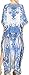 Sakkas SS1686 KF2020967LAT - LongKaftan Georgettina Ligthweight Printed Long Caftan Dress/Cover Up - Blue/White -OS