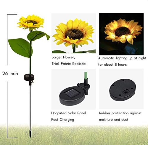Solar sunflower lights for backyard decor, priced between $26.88 to $32.88.