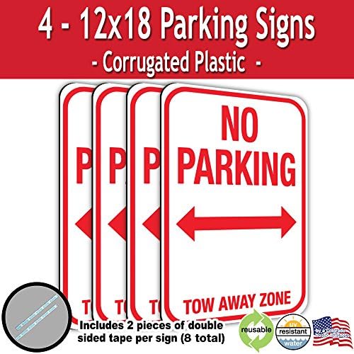 No Parking Tow Away Zone Corrugated Plastic Sign with Double Sided Tape (4)