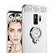 Caka Galaxy S9 Case, Galaxy S9 Glitter Case Mirror Series Luxury Cute Shiny Bling Mirror Makeup Case for Girls with Ring Kickstand Diamond Protective TPU Case for Samsung Galaxy S9 (Silver)