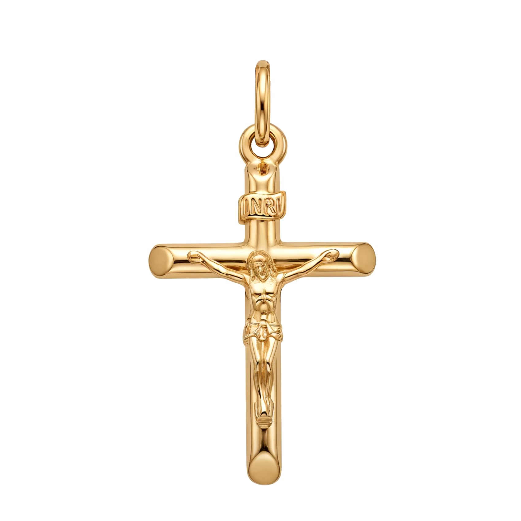 Alexander Castle Solid 9ct Gold Crucifix Necklace Pendant for Women - Cross Charm with Jewellery Gift Box - PENDANT ONLY - 26mm x 18mm
